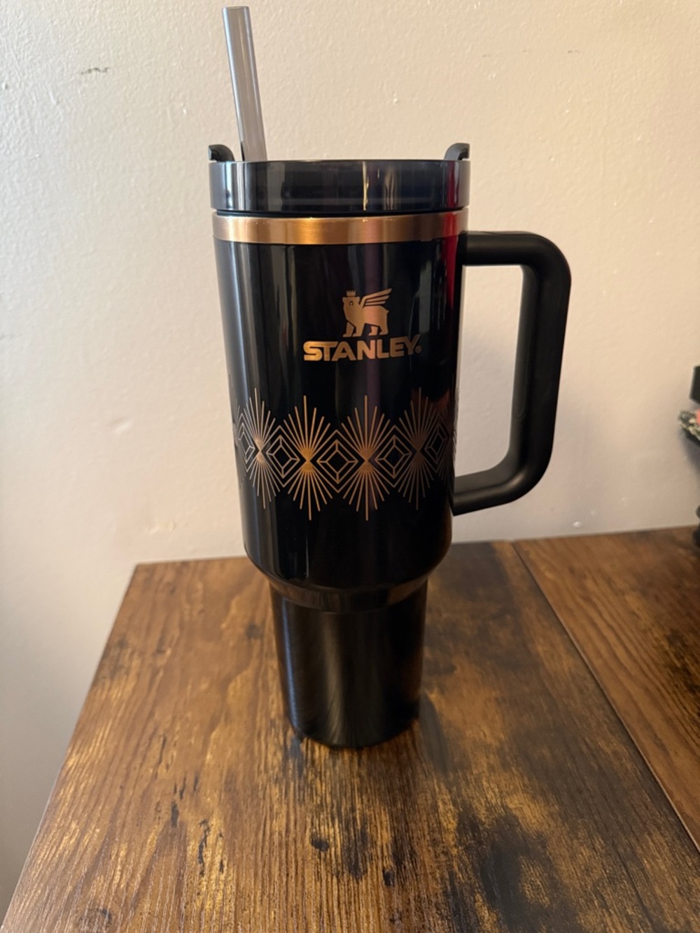 Stanley Black and Gold Insulated Tumbler with Handle